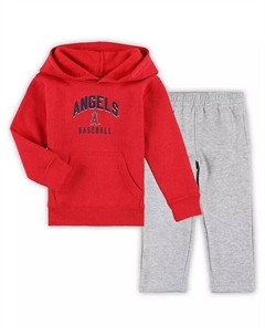 Красно-серый пуловер Los Angeles Angels Play-By-Play для мальчиков и девочек, флисовый комплект с капюшоном и брюками, красный Outerstuff