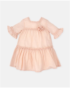 Платье для девочки из муслина с цветочной аппликацией, розовый Tutto piccolo