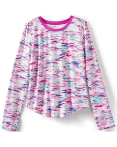 Активная футболка с длинными рукавами для девочек, черный Lands' end