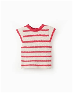Полосатый свитер с короткими рукавами для девочки, красный Zippy