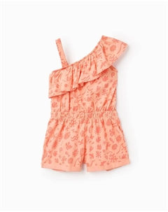 Комбинезон для девочки с асимметричным принтом, оранжевый Zippy