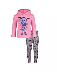 Пуловер для девочек Vampirina, флисовая толстовка с капюшоном и леггинсы, комплект одежды для малышей, розовый Disney