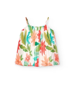 Блузка для девочки плиссе с цветочным принтом, мультиколор Boboli