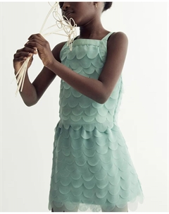 Блузка с лепестками сверху, бутылочно-зеленый Сфера