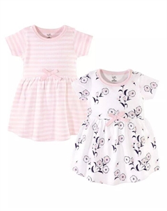 Платья с короткими рукавами из органического хлопка для маленьких девочек, 2 шт., Синий Слон, синий Touched by nature