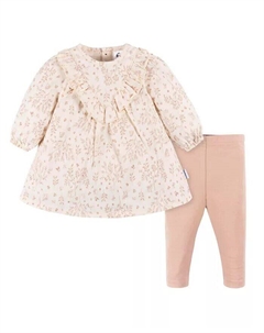 Комплект из 2 предметов: платье и леггинсы для девочек, желтый Gerber