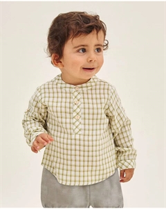 Комплект для мальчика с зеленой клетчатой рубашкой и фисташковыми шортами, зеленый Dadati