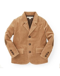 Вельветовый пиджак для маленьких мальчиков с заплатками на локтях, коричневый/бежевый Hope & henry