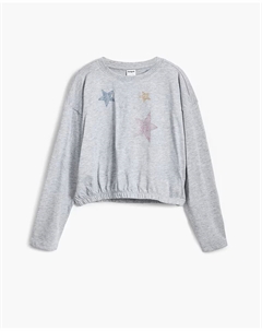 Футболка со звездой из стразов для девочки, светло-серый Desigual