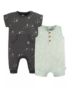 Комплект из 2 комбинезонов для девочек с короткими и длинными штанинами, синий Gerber