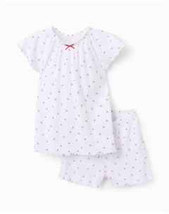 Короткая пижама для девочки с принтом, белый Zippy