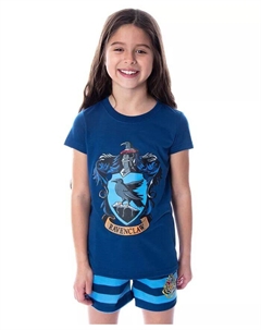 Комплект пижамы для девочек с футболкой и шортами «Замок Хогвартс», синий Harry potter