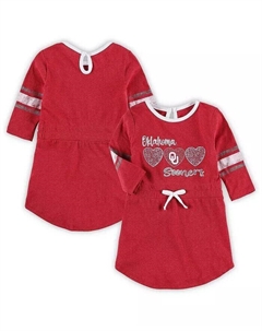 Малиновое платье в полоску с короткими рукавами и короткими рукавами для девочек-малышей Оклахома Сунерс, красный Colosseum