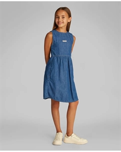 Джинсовое платье без рукавов для девочек, синий Calvin klein