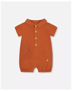 Муслиновый комбинезон с короткими рукавами для мальчиков терракотового цвета, оранжевый Deux par deux