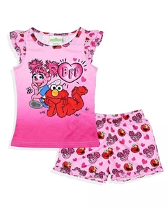 Пижамный комплект для сна с шортами для девочек Elmo Abby Cadabby Sleep, розовый Sesame street