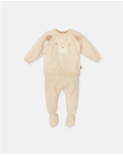 Комплект из двух частей трикотажного костюма для мальчика цвета экрю, цвет Crudo Tutto piccolo