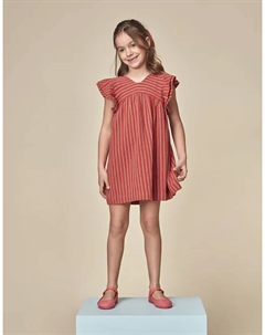 Полосатое платье для девочки с рукавами-бабочками, оранжевый Gocco