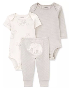Боди и штаны для маленьких персонажей из хлопка с изображением слона, набор из 3 предметов, золотой Carter`s