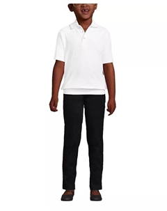 Школьная форма для девочек, рубашка поло с коротким рукавом и полоской снизу, белый Lands' end