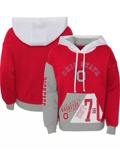 Мягкий флисовый пуловер с капюшоном Big Girls Scarlet Distressed Ohio State Buckeyes True Fan, красный Outerstuff