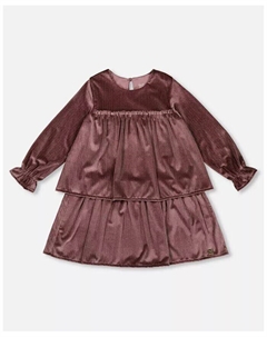 Платье металлик с длинными рукавами и оборками для больших девочек, бордовое, красный Deux par deux