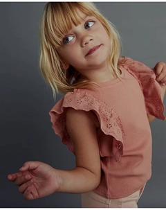 Футболка с оборками в рубчик, цвет Salmon Сфера