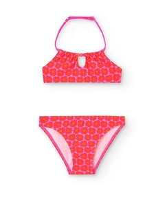 Бикини с цветочным принтом и вырезом халтер для девочки, красный Boboli