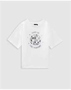 Футболка для девочек с короткими рукавами и круглым вырезом, белый Ikks