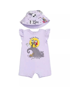 Комбинезон с Минни Маус и Винни-Пухом «Кошмар перед Рождеством» для маленьких девочек и шляпа-ведро от солнца для новорожденных, фиолетовый Disney