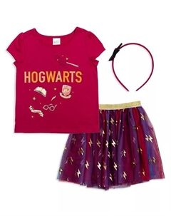 Футболка для девочек Гриффиндора, тюлевая юбка и повязка на голову, комплект из 3 предметов для малышей, красный Harry potter
