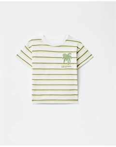 Футболка с пальмовым принтом в полоску, цвет Crudo Сфера