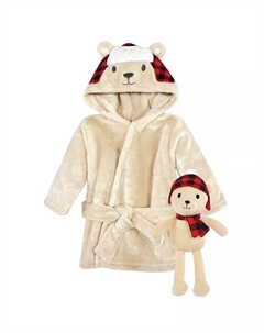 Плюшевый халат и набор игрушек, клетчатый мишка, один размер, красный Hudson baby