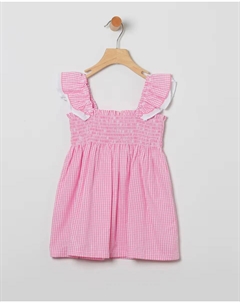 Платье для девочки в клетку гингем с сотами, фуксия Coco acqua