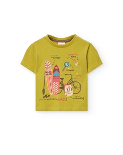 Футболка с короткими рукавами и круглым вырезом для мальчика, зеленый Boboli