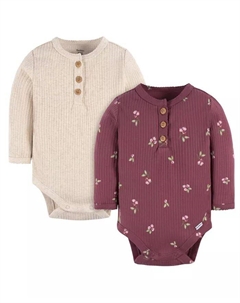 Боди Henley с длинными рукавами для маленьких девочек, в упаковке 2 шт, фиолетовый Gerber