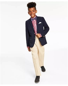 Блейзер для больших мальчиков, клетчатая рубашка, брюки и галстук-бабочка — отдельные предметы, синий Tommy hilfiger