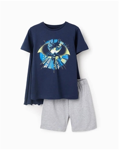 Короткая пижама для мальчиков с мотивом Бэтмена и съемной накидкой, темно-синий Zippy