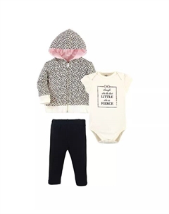 Толстовка с капюшоном, боди или футболка и комплект брюк для маленьких девочек Treasure Baby, Leopard Baby, мультиколор Little treasure