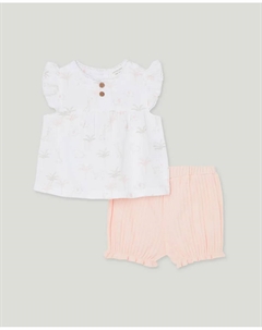 Короткая пижама для девочки с цветочным принтом, белый Cotton juice