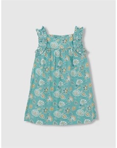 Платье для девочки с цветочным принтом и оборками, бирюзовый Gocco