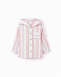 Полосатая рубашка для мальчика с капюшоном, розовый Zippy