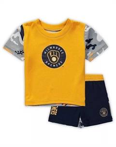 Комплект из футболки и шорт Milwaukee Brewers Pinch Hitter для новорожденных и младенцев, мальчиков и девочек, золото, темно-синий Outerstuff