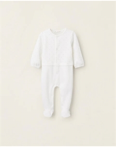 Комбинезон для мальчика с застежкой спереди, белый Zippy