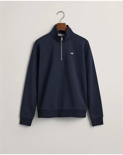 Толстовка с застежкой-молнией на половину длины и нагрудным значком, синий Gant