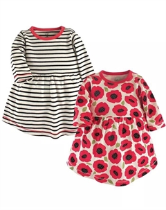 Платье с длинными рукавами из органического хлопка для малышей и девочек, 2 шт., перо, красный Touched by nature