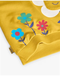 Хлопковая толстовка для девочки с принтом спереди, горчичный Boboli