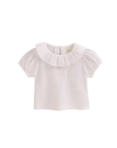 Белая муслиновая блузка для девочки с рукавами-фонариками, белый Dadati