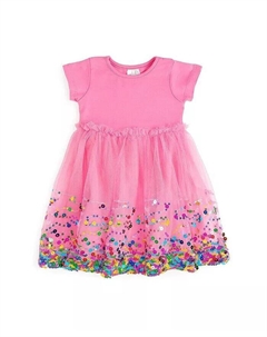 Платье-пачка с короткими рукавами Raspberry Confetti для маленьких и больших девочек, розовый Sweet wink
