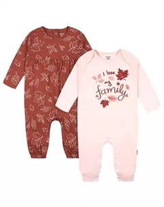 Комплект из 2 комбинезонов с длинными рукавами для маленьких девочек, красный Gerber